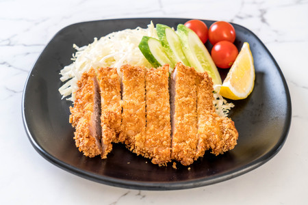 Japanese deep fried pork cutlet (tonkatsu set) - Japanese food styleの写真素材