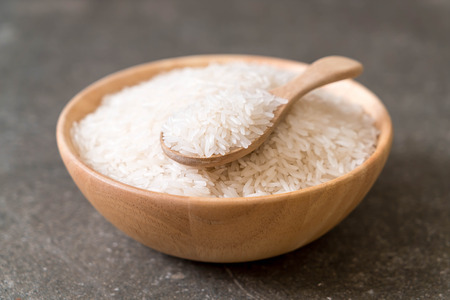 white raw Thai jasmine riceの写真素材