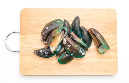 fresh mussels isolated on white background