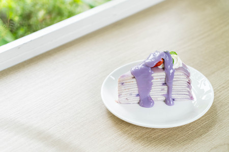 sweet potato layer crape cakeの写真素材