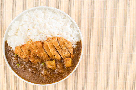 fried cutlet pork with curry on rice - japanese food styleの写真素材