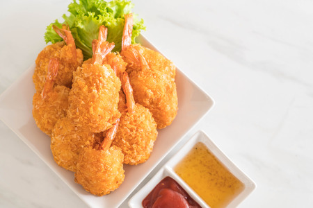 deep fried shrimp with sauceの写真素材