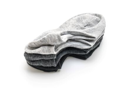 stack of short socks isolated on white backgroundの写真素材