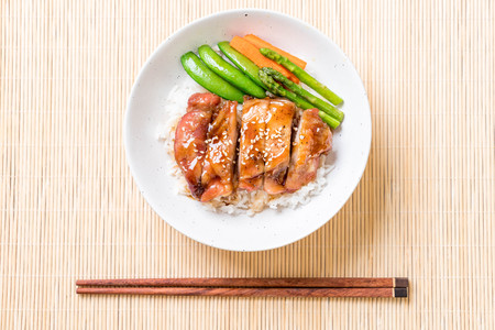 teriyaki chicken rice bowl - asian food styleの写真素材