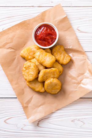 Chicken nuggets with sauce - unhealthy foodの写真素材