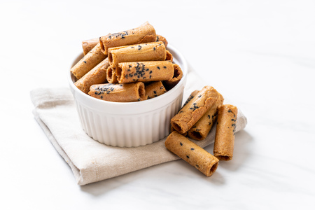 Thai crispy coconut roll - Thai dessert snackの写真素材