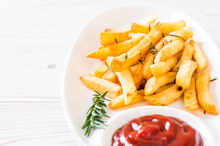 french fries with sauce - unhealthy foodの写真素材