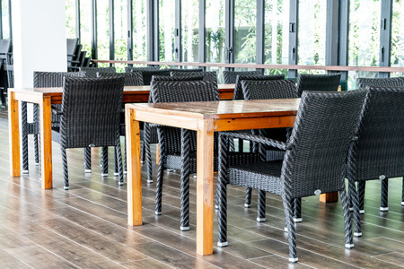 empty table and chair in a roomの写真素材