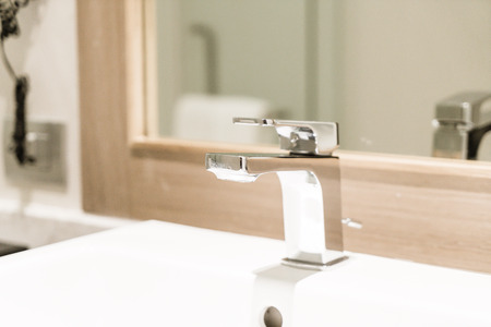 faucet or tap in luxury restroom and toiletの写真素材