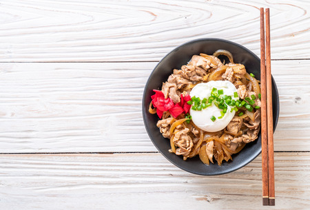 pork rice bowl with egg (Donburi) - japanese food styleの写真素材