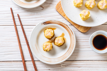 Shrimp Chinese Steamed Dumpling with sauceの写真素材