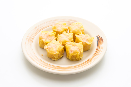 Shrimp Chinese Steamed Dumpling isolated on white backgroundの写真素材