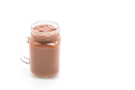 chocolate smoothies milkshake isolated on white backgroundの写真素材