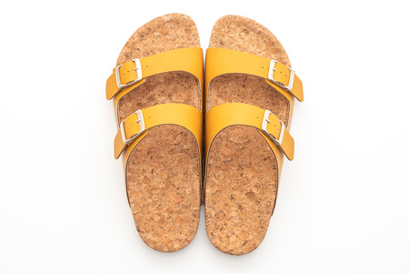 men's and women's (unisex) fashion leather sandals isolated on white background
