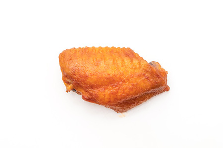 barbecue chicken wings isolated on white backgroundの写真素材
