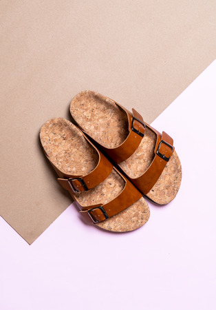 men's and women's (unisex) fashion leather sandalsの写真素材