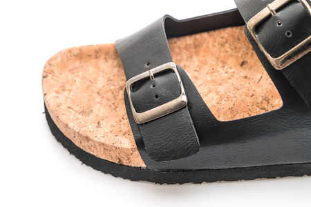 Men's leather sandals isolated on white background