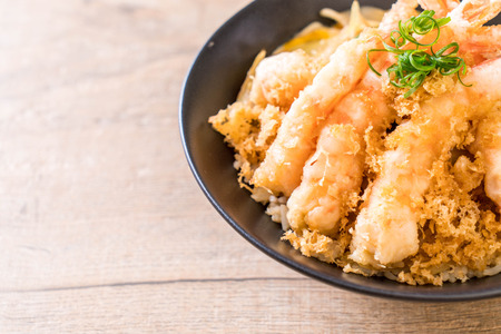 fried shrimps tempura on topped rice bowl - Japanese food styleの写真素材