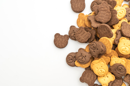 bear biscuit cracker isolated on white backgroundの写真素材