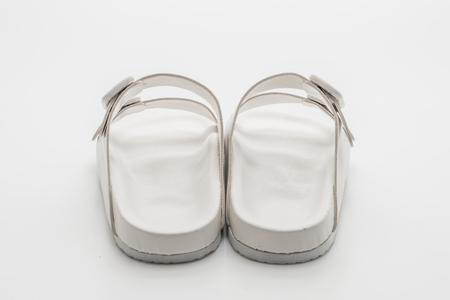 women leather sandals isolated on white backgroundの写真素材