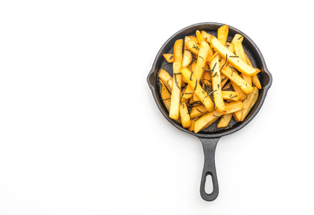 french fries with sauce isolated on white background
