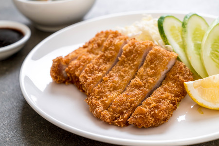 Japanese deep fried pork cutlet (tonkatsu set) - Japanese food styleの写真素材