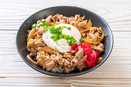 pork rice bowl with egg (Donburi) - japanese food styleの写真素材