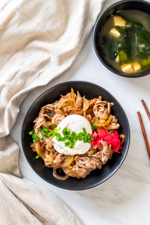 pork rice bowl with egg (Donburi) - japanese food styleの写真素材