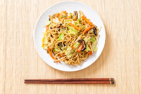 stir-fried yakisoba noodle with vegetable - vegan and vegetarian foodの写真素材