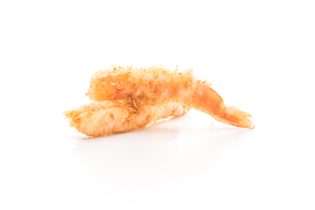 shrimps tempura isolated on white backgroundの写真素材