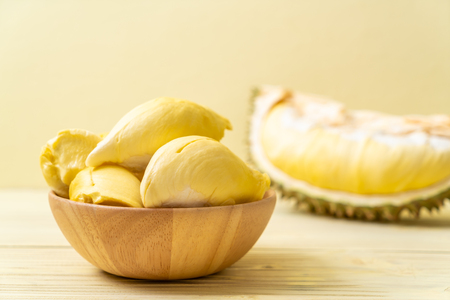 Fresh Durian Fruit on wood backgroundの写真素材