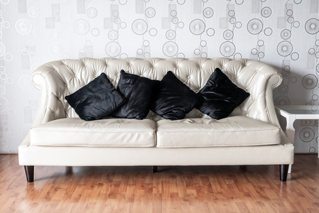 comfortable pillow on sofa decoration in living roomの写真素材