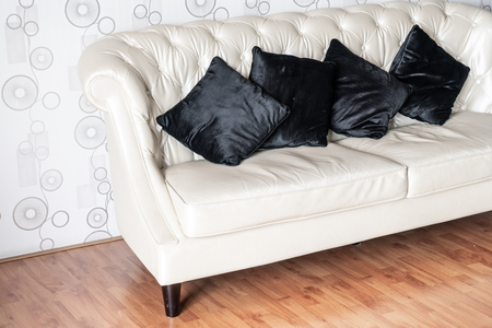 comfortable pillow on sofa decoration in living roomの写真素材