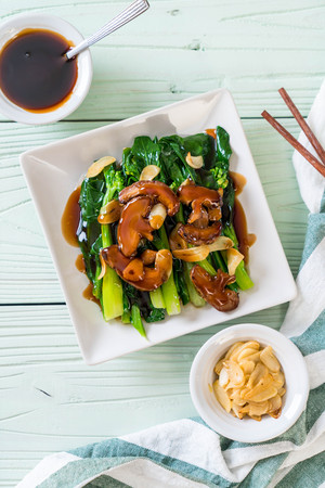 Hong Kong Kale stir fried in oyster sauce with garlicの写真素材