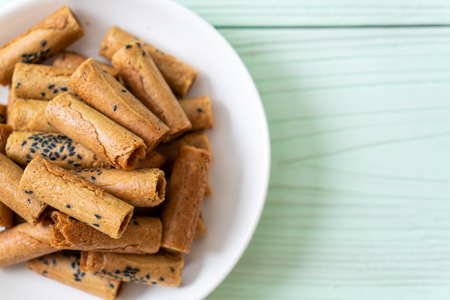 Thai crispy coconut roll - Thai dessert snackの写真素材