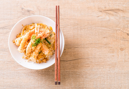 fried shrimps tempura on topped rice bowl - Japanese food styleの写真素材
