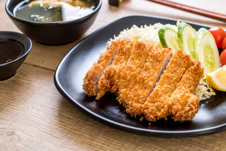 Japanese deep fried pork cutlet (tonkatsu set) - Japanese food styleの写真素材