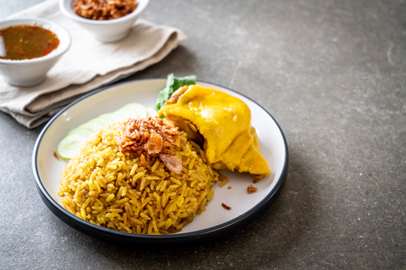 Yellow rice with chickenの写真素材