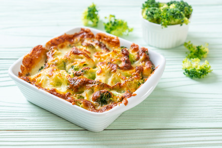 baked cauliflower and broccoli gratin with cheeseの写真素材