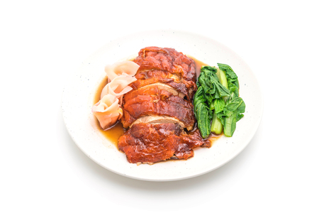 roasted duck isolated on white backgroundの写真素材
