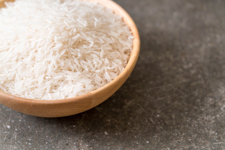 white raw Thai jasmine riceの写真素材