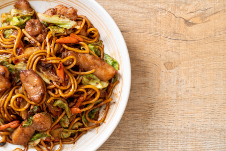 stir-fried yakisoba noodle with pork - Asian food styleの写真素材
