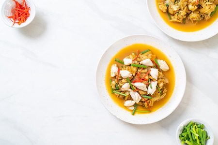 Fried crab with curry powder - Thai cuisineの写真素材