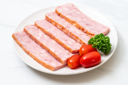 fresh raw bacon barbecue slicedの写真素材