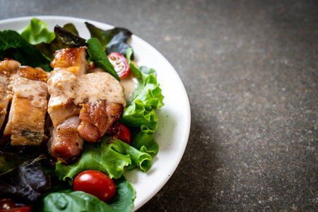 grilled chicken with salad vegetable - healthy food styleの写真素材