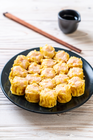 Shrimp Chinese Steamed Dumpling with sauceの写真素材