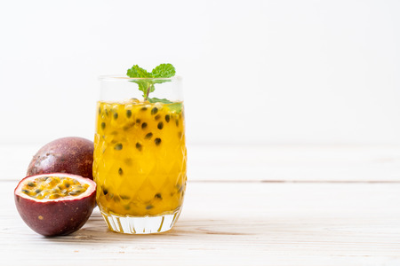 fresh and iced passion fruit juice - healthy drinkの写真素材