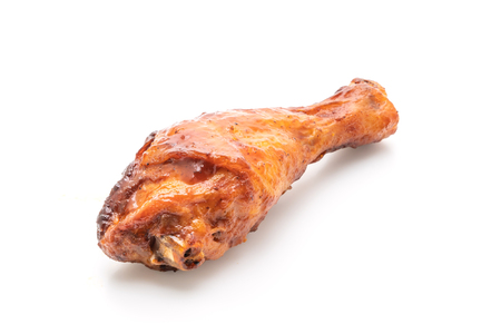 grilled and barbecue chicken isolated on white backgroundの写真素材