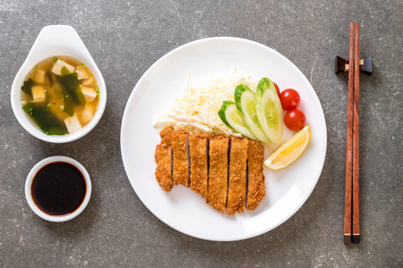 Japanese deep fried pork cutlet (tonkatsu set) - Japanese food styleの写真素材