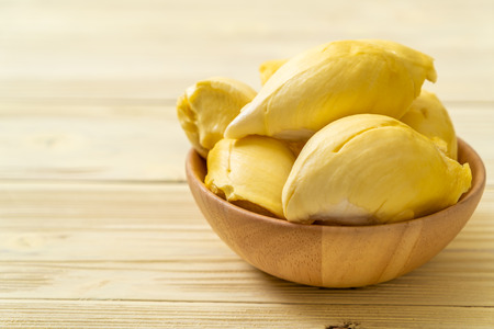 Fresh Durian Fruit on wood backgroundの写真素材